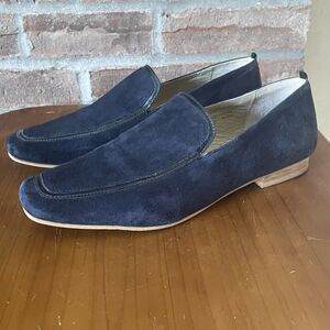 Boden Suede Loafer Size 39 US 8 Navy Blue Square Toe Flats Preppy Career India